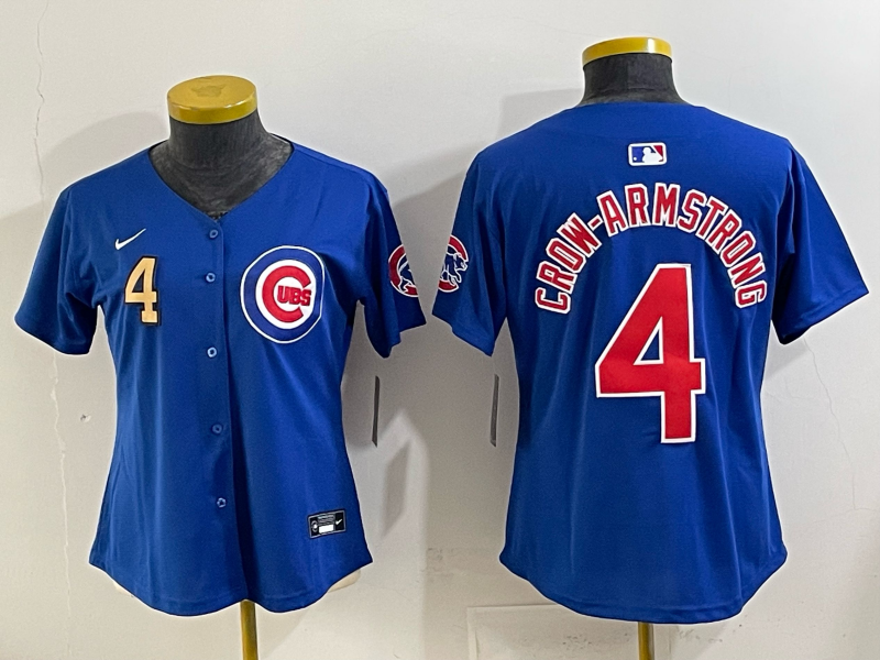 Youth Chicago Cubs #4 Crow-Armstrong Blue Nike MLB 2025 Jersey 007
